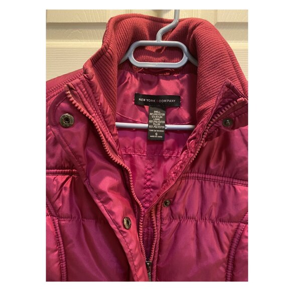 New York & Company Bright Pink Puffer Vest - Size Small - Picture 5 of 8